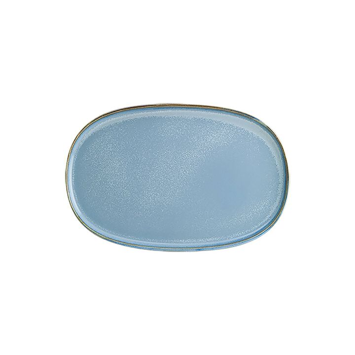 Sky 13" x 9" x h:0.75" Oval Blue Porcelain Platter