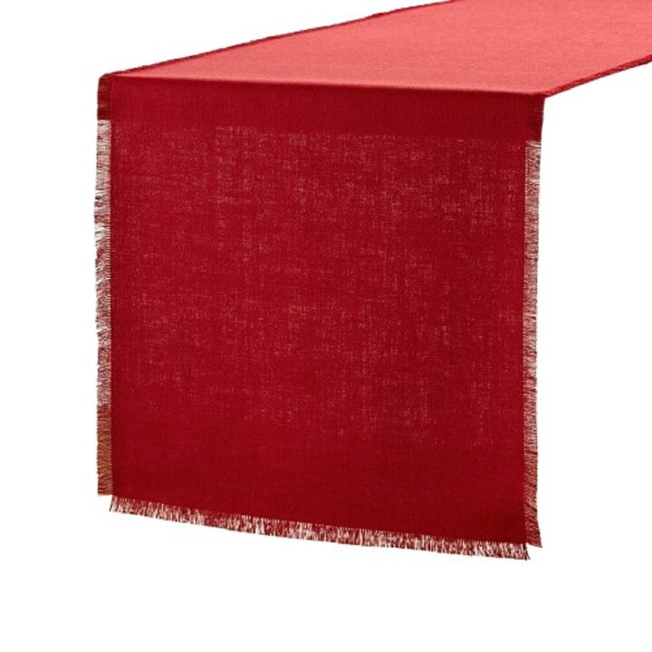 Solino Home 100% Pure Linen Table Runner 14 x 120 Inch | Fringe