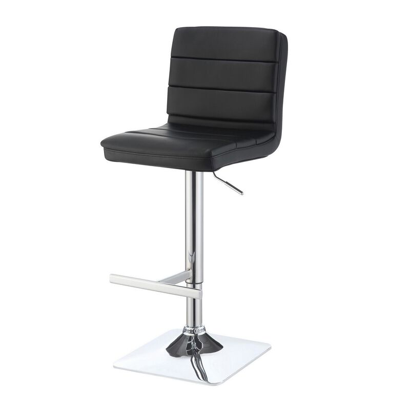 Casual Armless Adjustable Bar Height Stool, Black, Set of 2 - Benzara