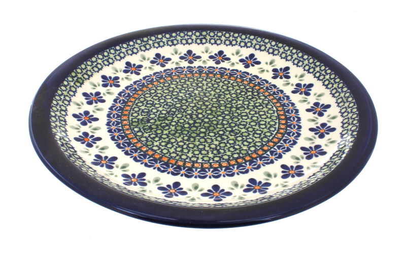 Blue Rose Polish Pottery Floral Butterfly Dinner Plate