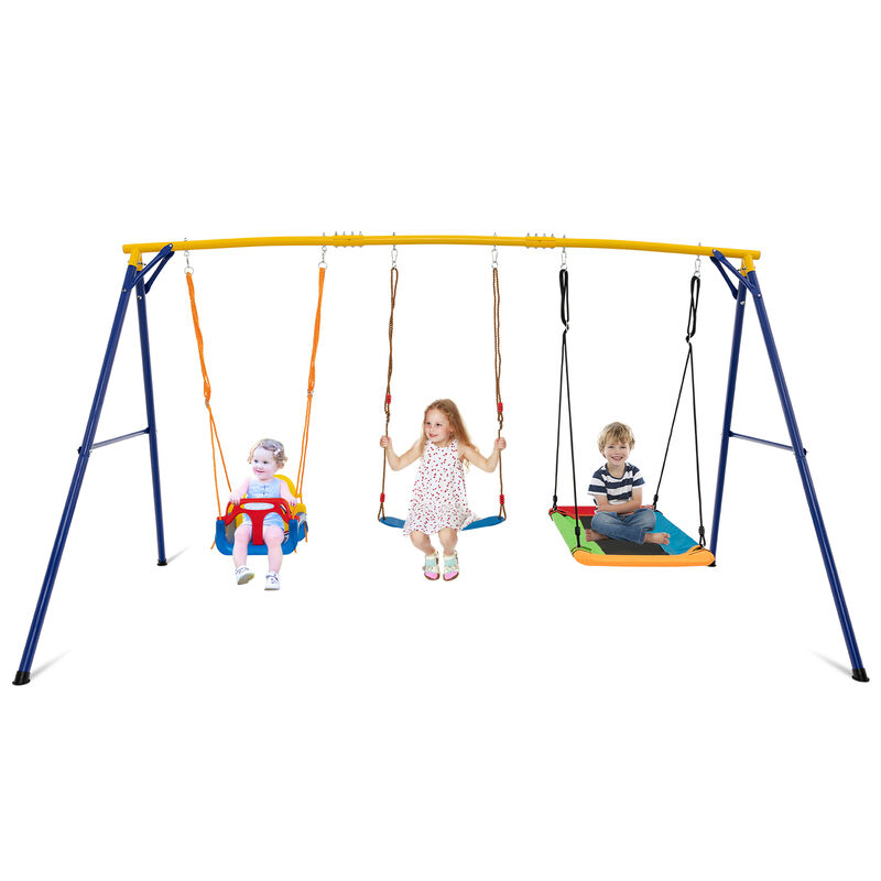 660 LBS Heavy Duty Carbon Steel Swing Frame with 3 Swings