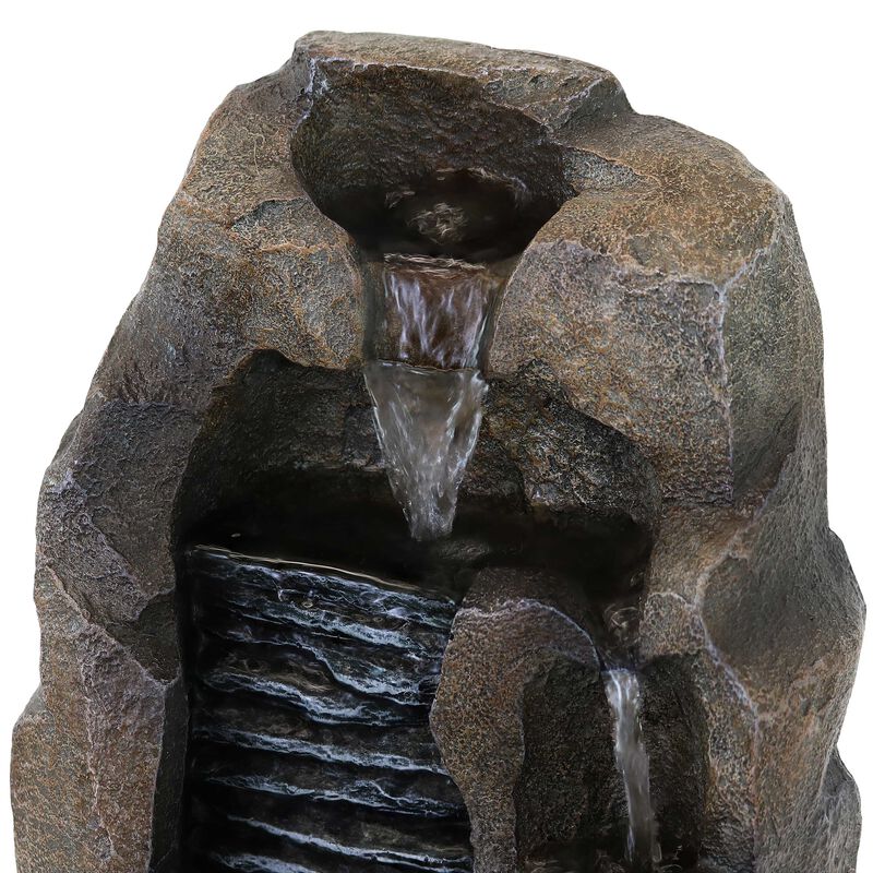 Sunnydaze Stony Rock Waterfall Resin Indoor Tabletop Water Fountain - 11 in