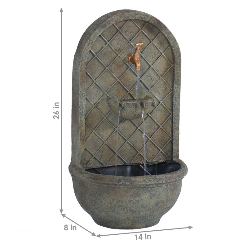 Sunnydaze Messina Outdoor Solar Wall Fountain with Battery