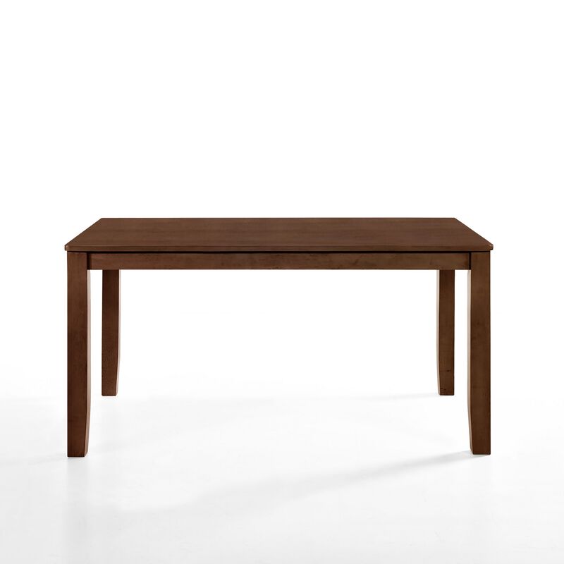 Accai Dining Table, Angled Legs, Rectangular Walnut Rubberwood 59 Inch - Benzara