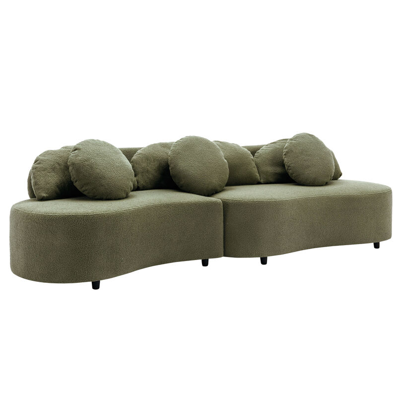 Merax Modern Curved Design Lamb Velvet Sofa