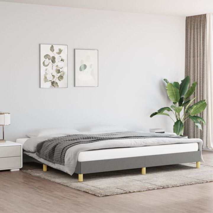 vidaXL Contemporary King Bed Frame, Dark Gray Fabric, Modern Design, Engineered Wood, Plywood, Mattress Size 76"x79.9", Lightweight - 58.64 Pounds