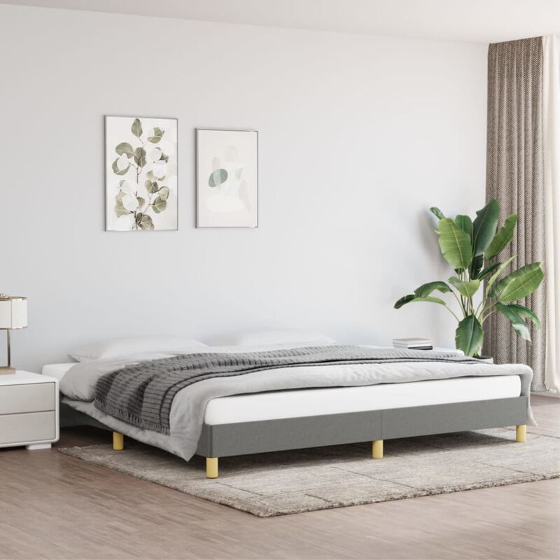 vidaXL Contemporary King Bed Frame, Dark Gray Fabric, Modern Design, Engineered Wood, Plywood, Mattress Size 76"x79.9", Lightweight - 58.64 Pounds