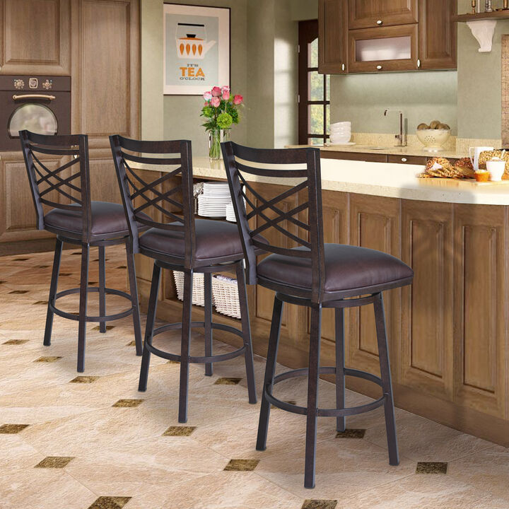 Fargo Counter Height Metal Barstool in Mineral Finish with Black Faux Leather
