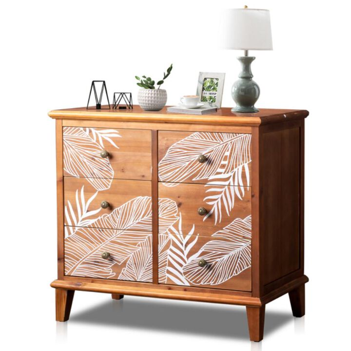 Bohemian 6-Drawer Chest, Stylish Dresser for Bedroom & Living Room Storage