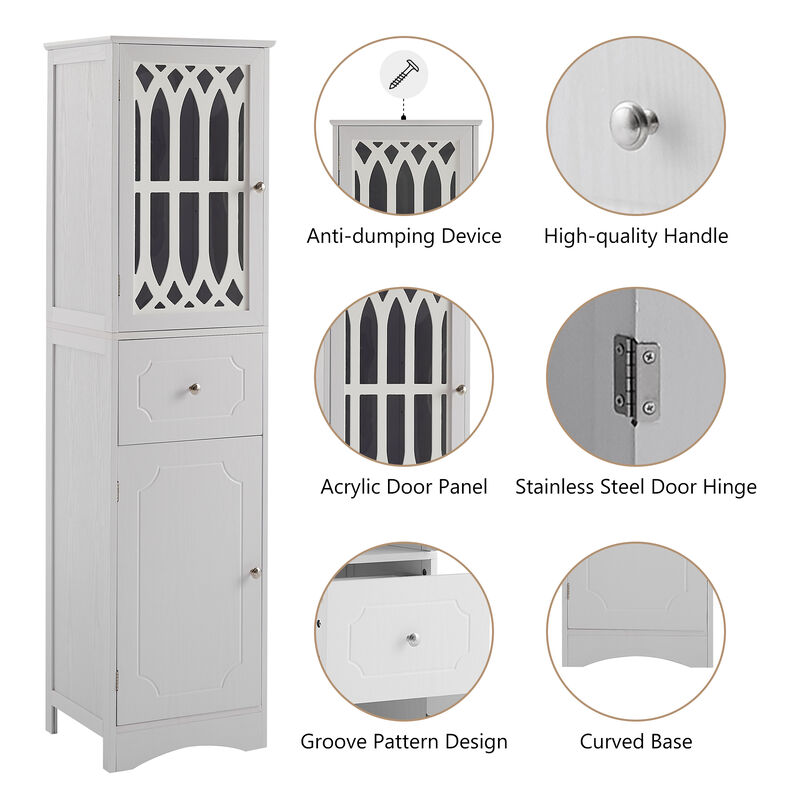 Merax  Freestanding Linen Cabinet Bathroom Storage Cabinet
