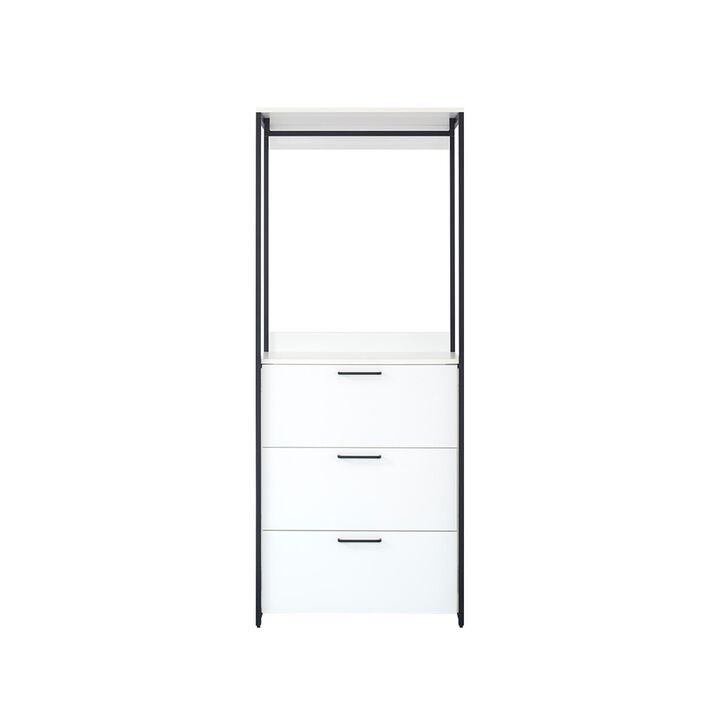 Cox Modular Closet System, 3 Storage Drawers, Hanging Rod, Black Metal