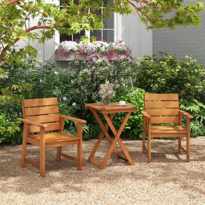 Hivvago 20 Inch Hardwood Patio Folding Table with Slatted Tabletop