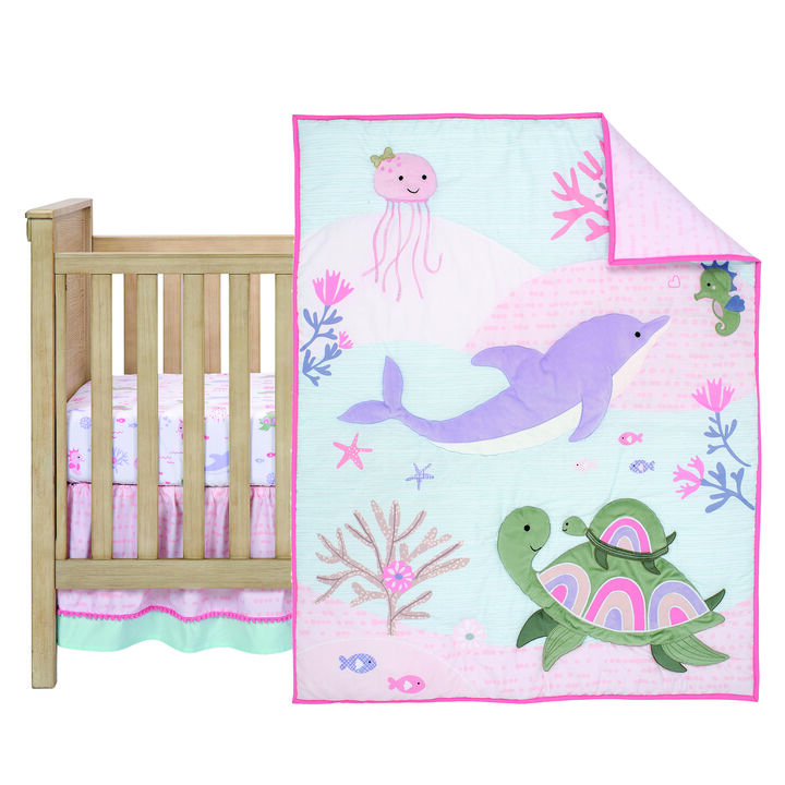 Lambs & Ivy Sea Dreams 3-Piece Dolphin/Turtle Nautical Baby Crib Bedding Set