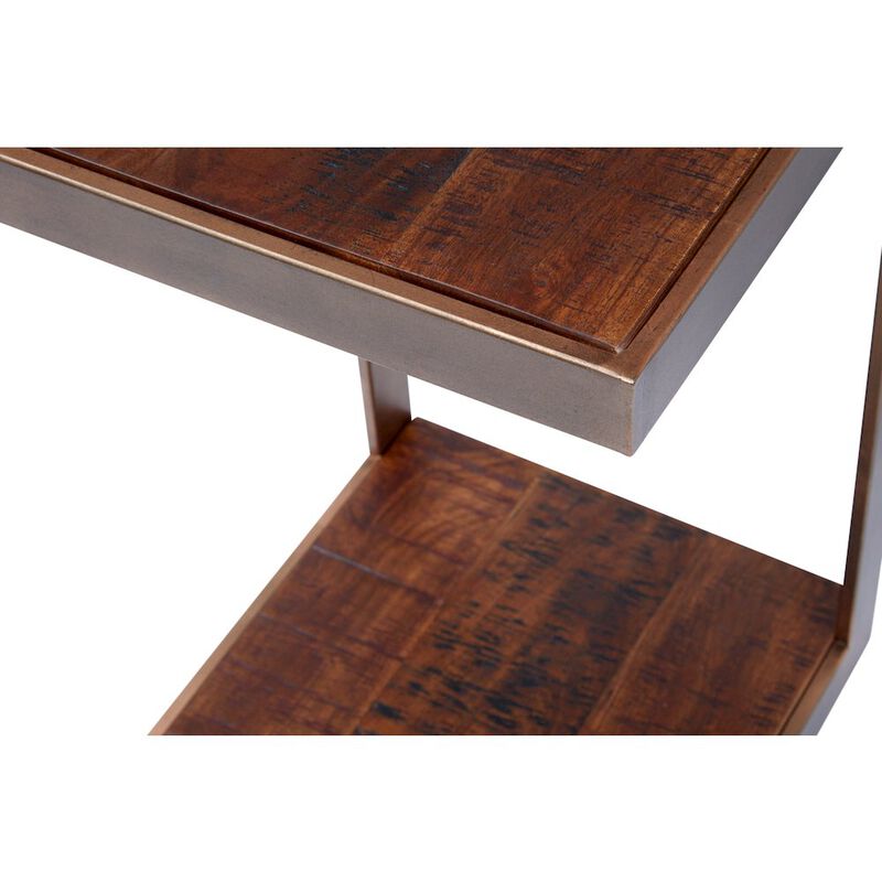 Jofran Global Archive Distressed Acacia and Stainless Steel C Table
