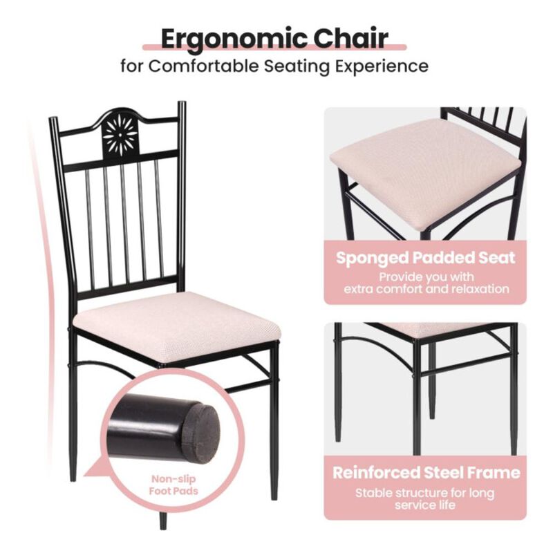 Hivvago 5 Pieces Dining Set Wood Metal Table and 4 Chairs with Cushions
