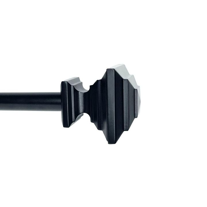 Versailles Industria Stacked Steel Heavy Duty Curtain Rods for Windows Set 72" - 144" Black