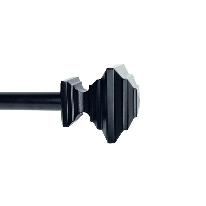 Versailles Industria Stacked Steel Heavy Duty Curtain Rods for Windows Set 72" - 144" Black