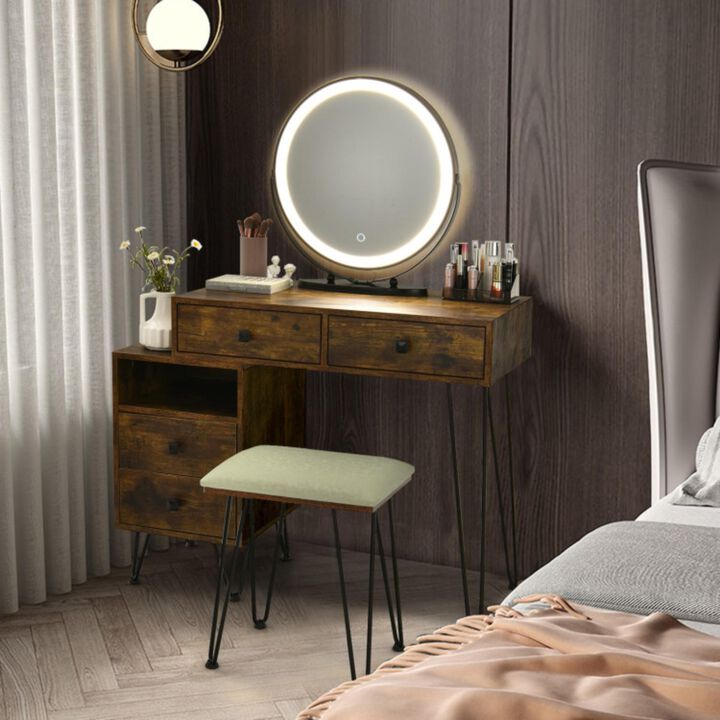 Hivvago Modern Dressing Table with Storage Cabinet