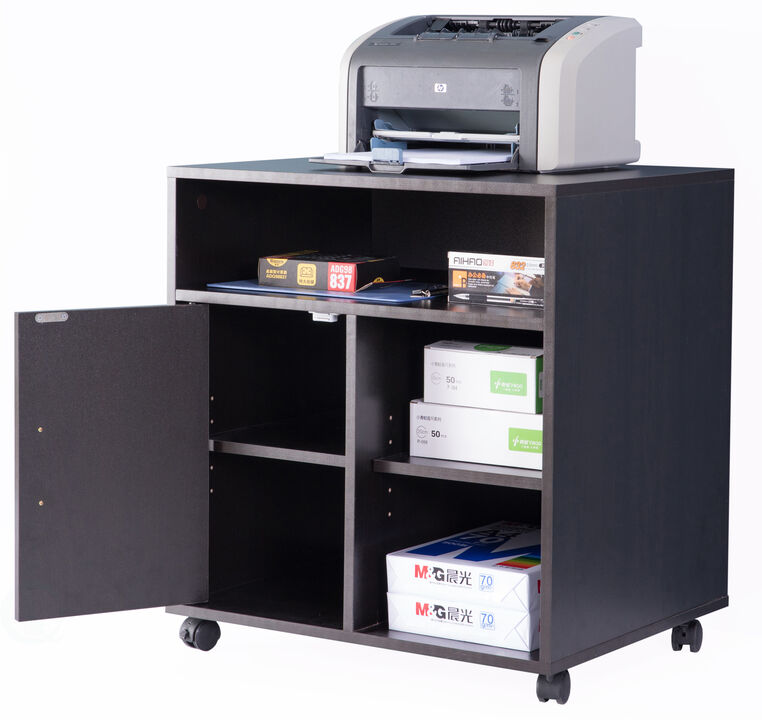 Printer Kitchen Office Storage Stand With Casters, White