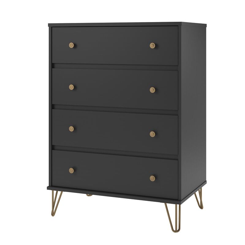Novogratz Owen 4 Drawer Dresser, Black