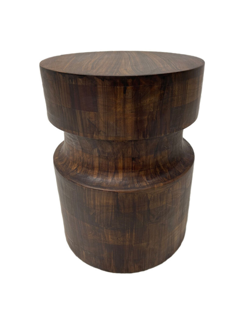 Hivvago 16" Brown Solid Wood Drum End Table