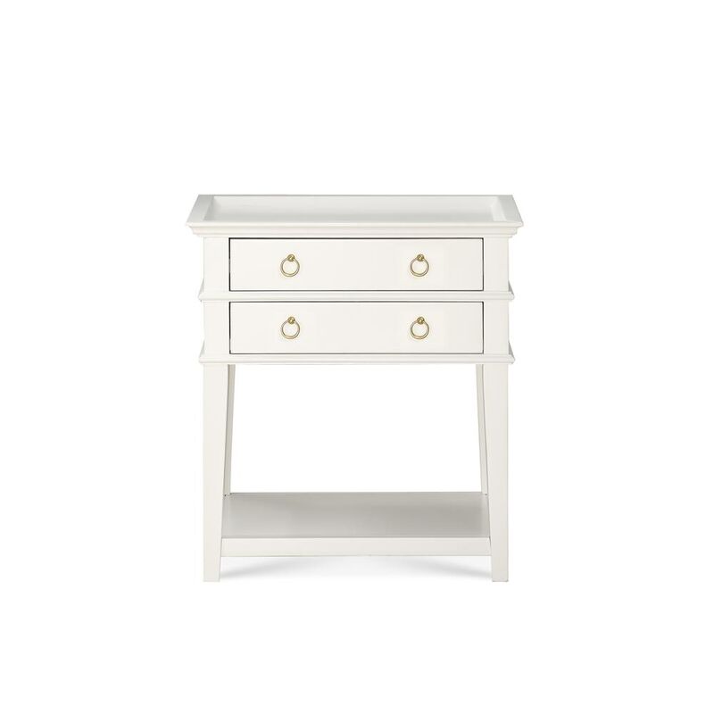 Comfort Pointe Clara White 2-Drawer Tray Top Nightstand