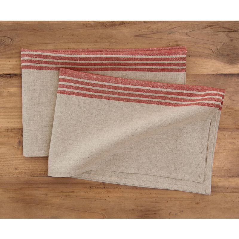 Solino Home 100% Pure Stripe Linen Kitchen Towels 17x26" Set of 2 for Spring & Easter | Farmhouse