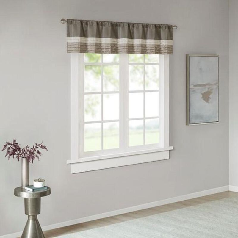 Belen Kox Natural Pintuck Striped Window Valance, Belen Kox