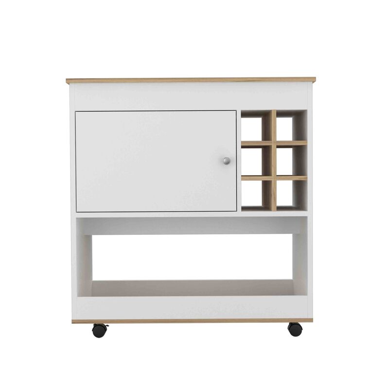 Bar Cart Aloha, Living Room, Light Oak / White