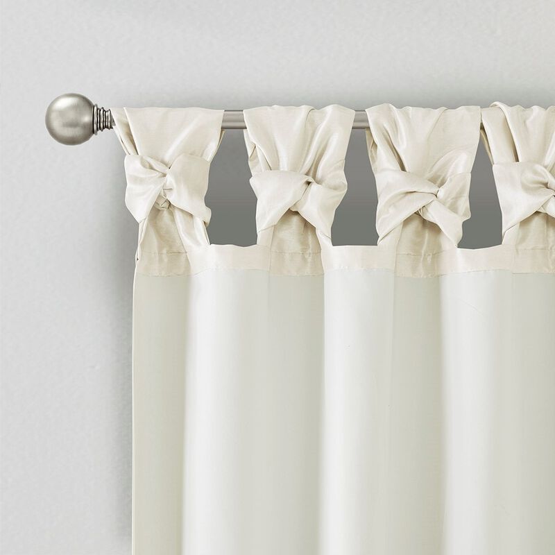 Gracie Mills Elroy Twist Tab Lined Faux Silk Window Curtain Panel - 50x108"
