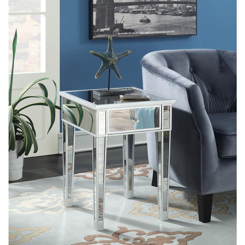 Convience Concept, Inc. Gold Coast Mirrored End Table with Drawer