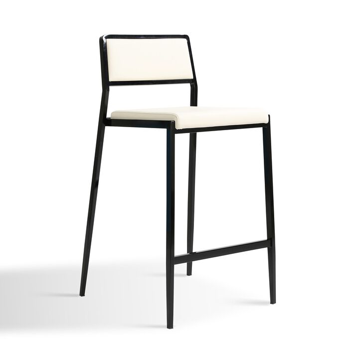 Gale Black Performance Vegan Leather Stackable Stool - Set of 2
