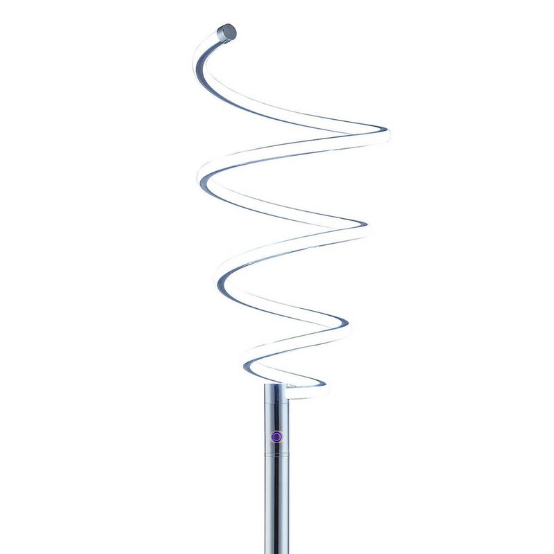 Sun 58 Inch Floor Lamp, Accent Twisted Modern Design, LED Chrome Base-Benzara