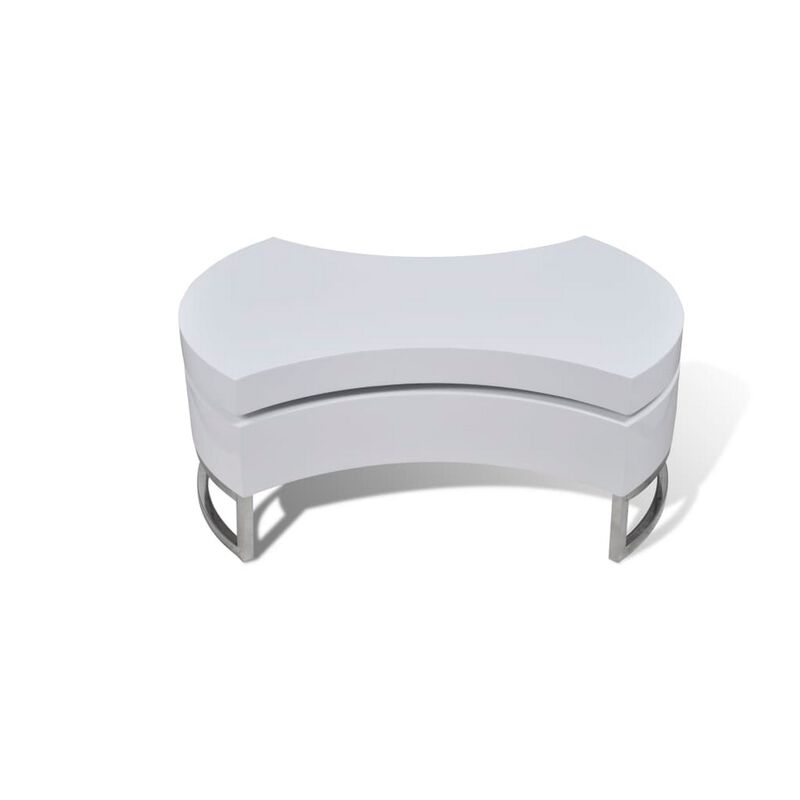 Coffee Table, Contemporary Rotating Storage Design, 32 Inch White - Benzara