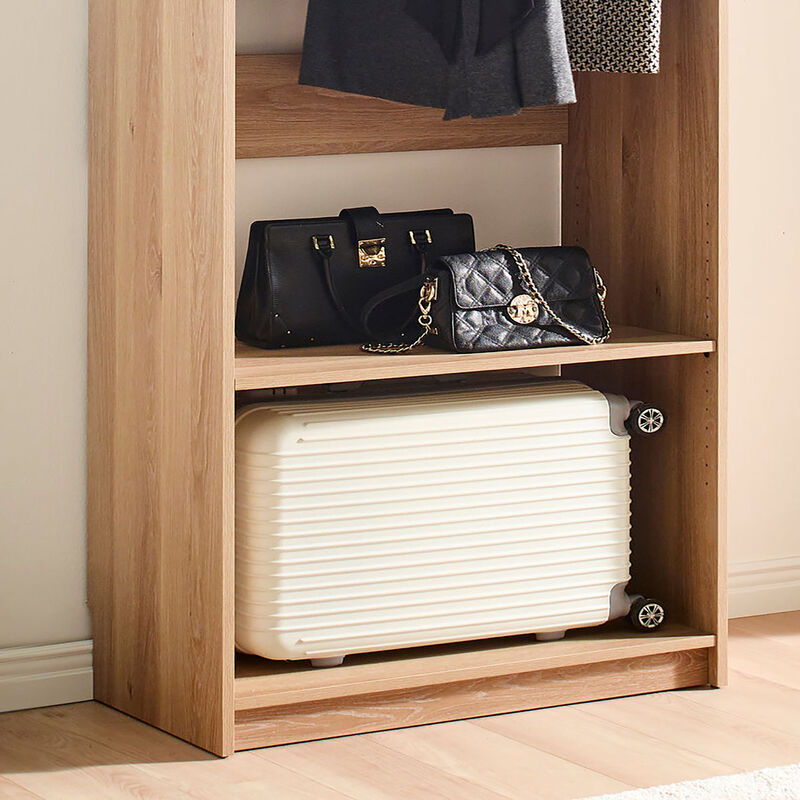 Prosper 32" Oak Wood Walk-in Closet with Three Shelves