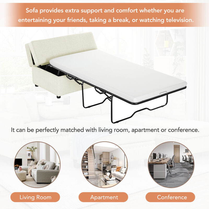 Merax Folding Ottoman Sleeper Sofa Futon with Mattress