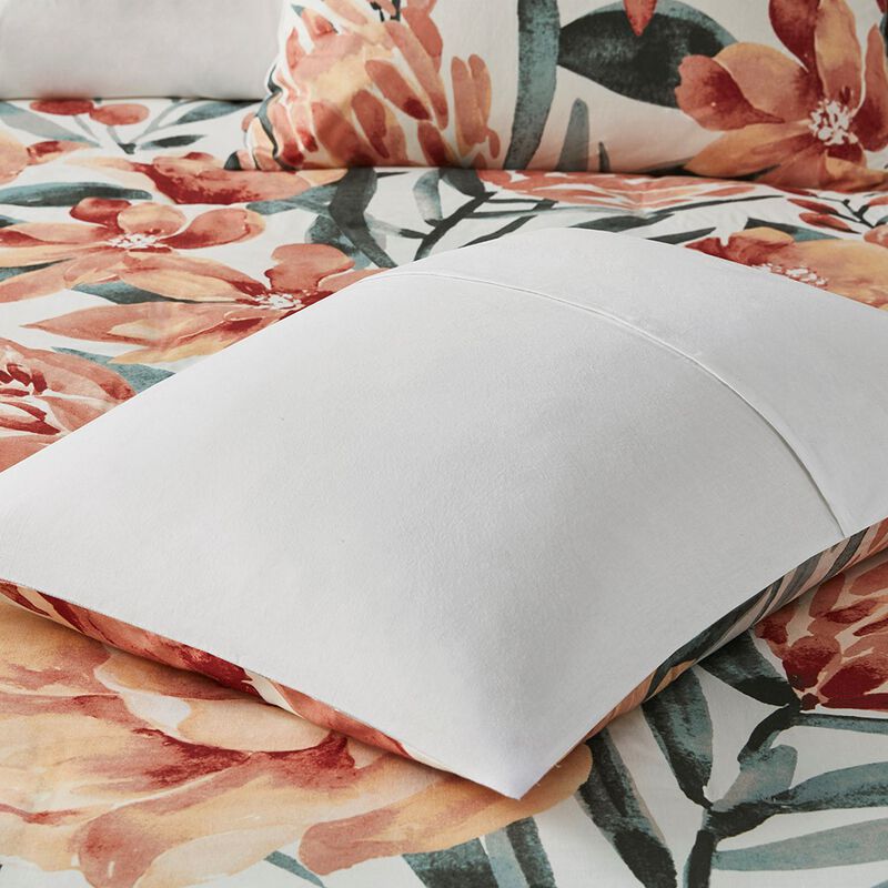 Gracie Mills 3-Piece Modern Floral Print Cotton Duvet Cover Set