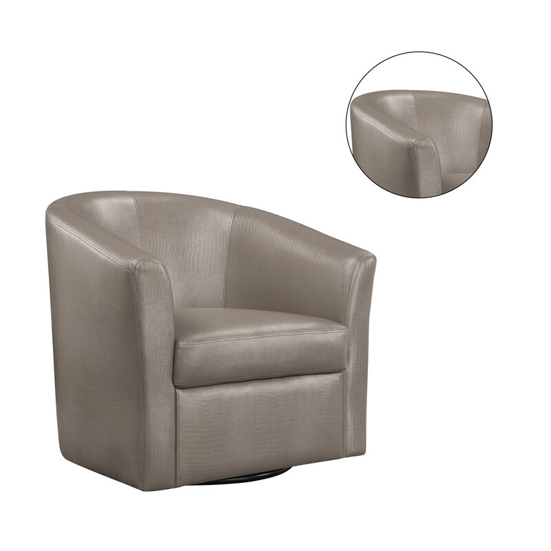 Faux Leather Upholstered Swivel Accent Chair, Champagne