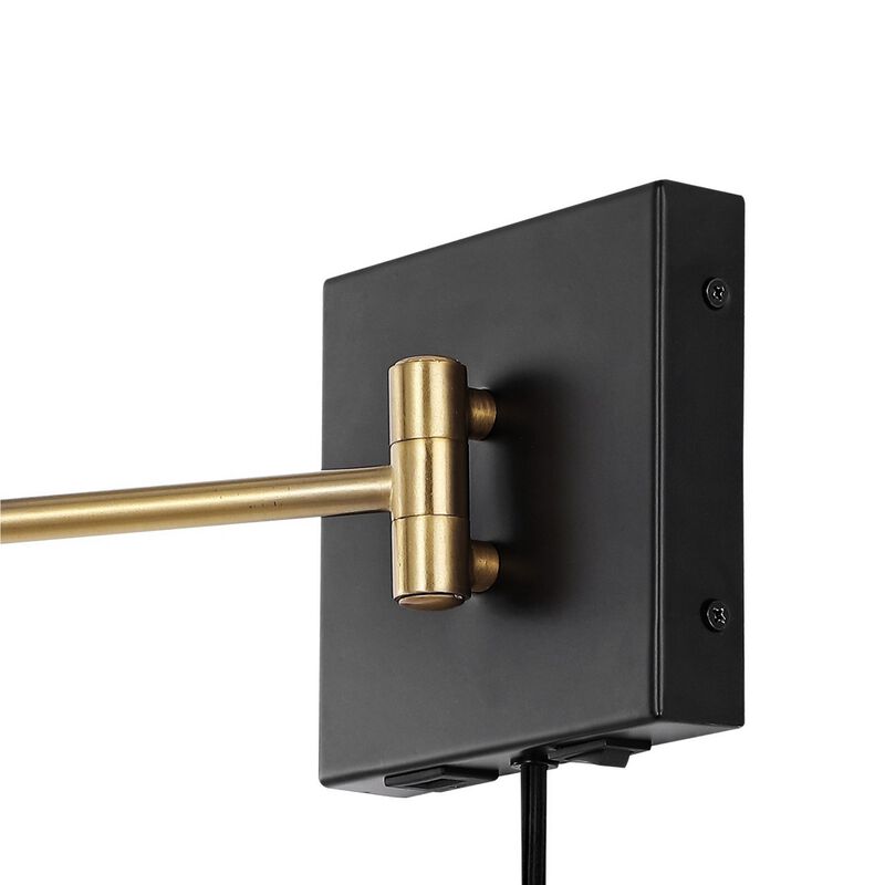 Hygge Swing Arm Modern Midcentury Iron USB Charging Port LED Sconce