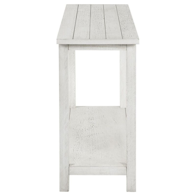 Ayne Console Table, 1 Bottom Shelf, Distressed White Wood, 47 Inch - Benzara