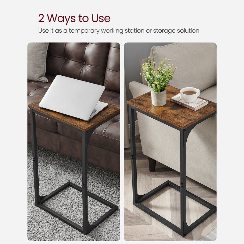 Sofa Side Table with C-Shaped Metal Frame Design