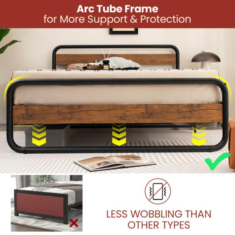 Hivvago Arc Platform Bed with Headboard and Footboard