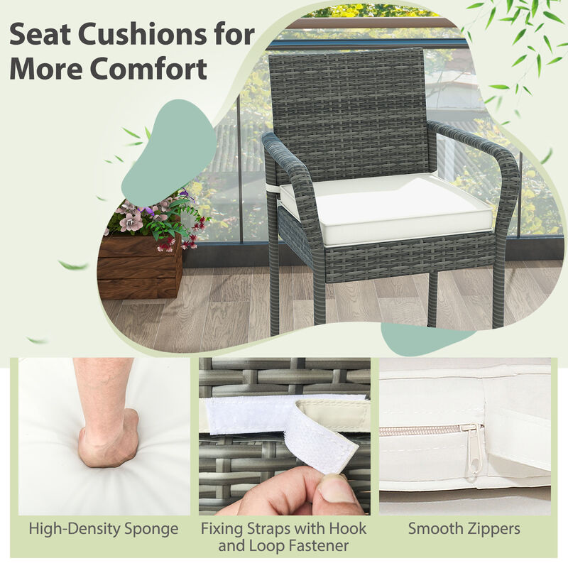 All Weather PE Rattan Bar Chairs Set of 4 with Armrests and Seat Cushions for Porch Backyard