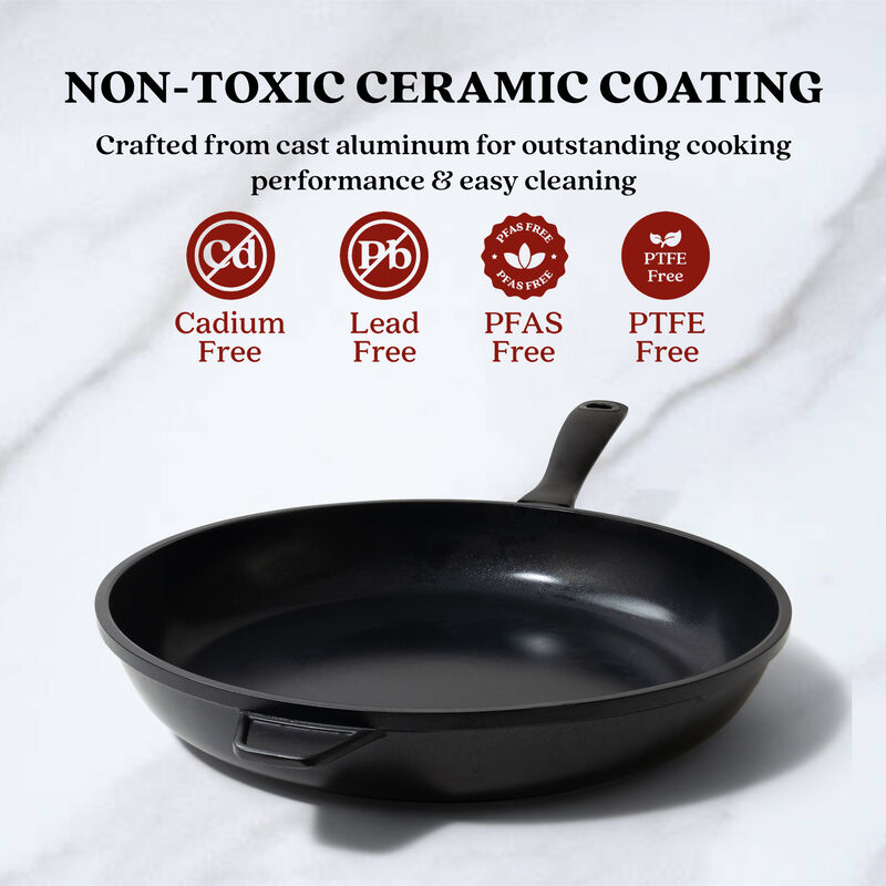 Alva Energy Ceramic Nonstick Frying Pan 11" Scratch Resistant Cast Aluminum Healthy Cooking Pan, Stay Cool Handle, Non Toxic, Easy to Clean, Compatible with All Stovetops & Induction Safe