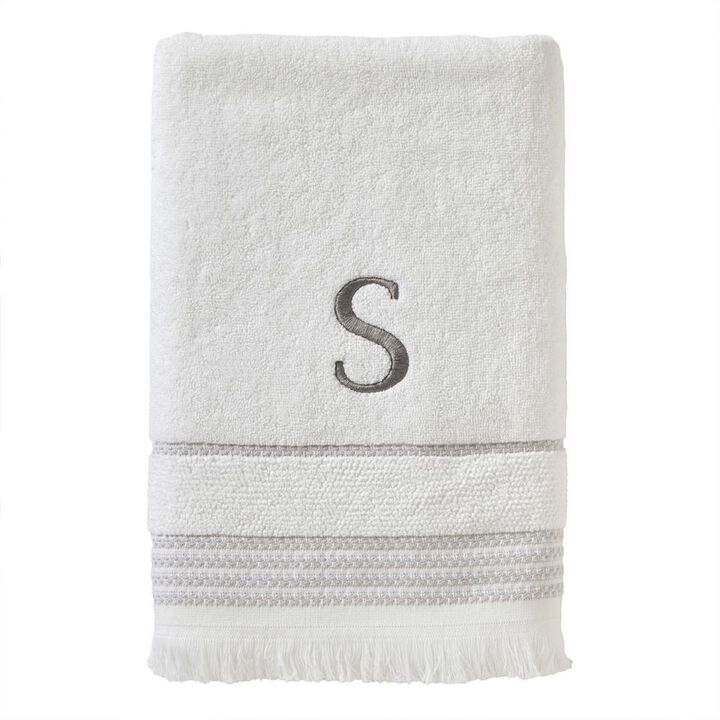 SKL Home By Saturday Knight Ltd Casual Monogram Bath Towel S - 28X54", White