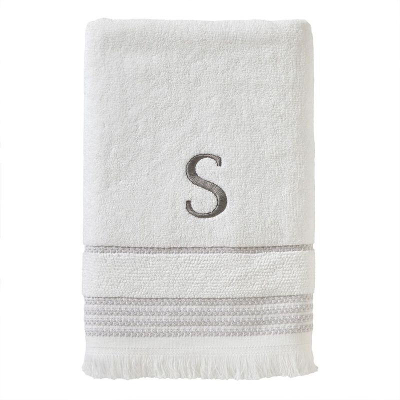 SKL Home By Saturday Knight Ltd Casual Monogram Bath Towel S - 28X54", White