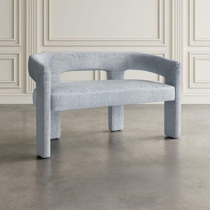 Jofran Gwen Modern Luxury Jacquard Fabric Upholstered Sculpture Bench