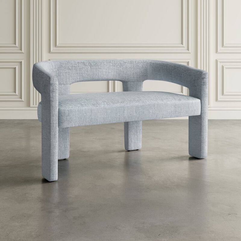 Jofran Gwen Modern Luxury Jacquard Fabric Upholstered Sculpture Bench