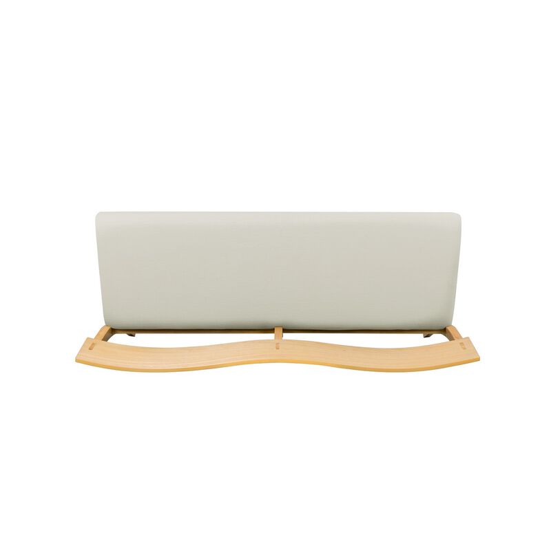 Celi 53 Inch Dining Bench, Cream Fabric Seat, Natural Brown Wood Frame - Benzara