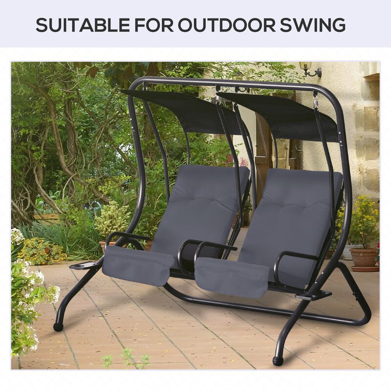 Dark Gray Swing Cushions: 48.75" Outdoor Replacement Set of 2